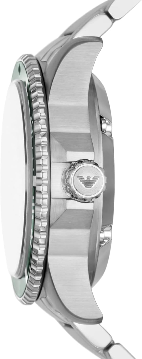 Emporio Armani Diver Automatic Green Dial Silver Steel Strap Watch For Men - AR60061 - Image 6
